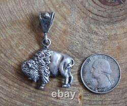 Sterling Silver BISON BUFFALO Pendant by Liberty Navajo