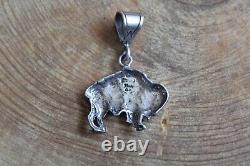 Sterling Silver BISON BUFFALO Pendant by Liberty Navajo