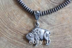 Sterling Silver BISON BUFFALO Pendant by Liberty Navajo