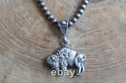 Sterling Silver BISON BUFFALO Pendant by Liberty Navajo