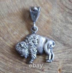 Sterling Silver BISON BUFFALO Pendant by Liberty Navajo