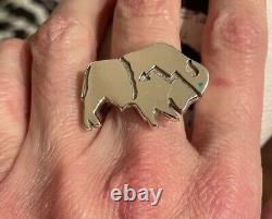 Sterling Silver Native American Navajo Bison BUFFALO Turquoise Ring by Taylor