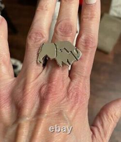 Sterling Silver Native American Navajo Bison BUFFALO Turquoise Ring by Taylor