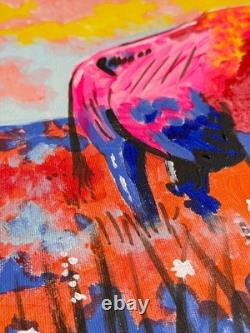 Stunning Psychedelic Bison 12x16 Acrylic Painting on Stretched Canvas