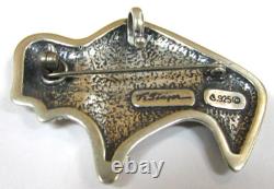 T Singer Carolyn Pollack Relios Sterling Silver Buffalo Bison Pin Pendant
