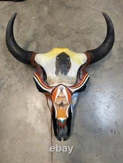 TAXIDERMY Big Old Buffalo/Bison/Skull/Herd Bull/Native American designs-painting