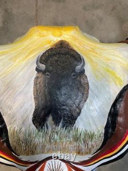 TAXIDERMY Big Old Buffalo/Bison/Skull/Herd Bull/Native American designs-painting