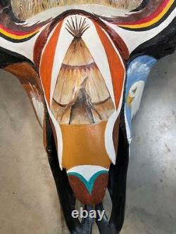 TAXIDERMY Big Old Buffalo/Bison/Skull/Herd Bull/Native American designs-painting