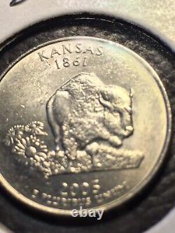 THREE HORN BISON RAREST? ONLY ONE EXISTS 2005 P Kansas Quarter Error Die Break