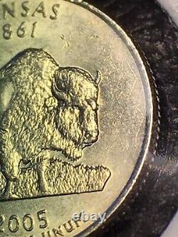 THREE HORN BISON RAREST? ONLY ONE EXISTS 2005 P Kansas Quarter Error Die Break