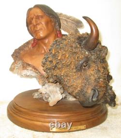 THUNDER HEART Native American Bison Sculpture Joe Slockbower #134
