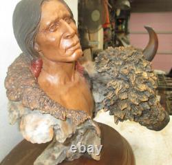 THUNDER HEART Native American Bison Sculpture Joe Slockbower #134
