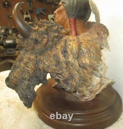 THUNDER HEART Native American Bison Sculpture Joe Slockbower #134