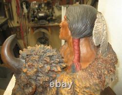 THUNDER HEART Native American Bison Sculpture Joe Slockbower #134