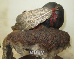 THUNDER HEART Native American Bison Sculpture Joe Slockbower #134