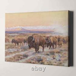 The Bison Trail by Charles Marion Russell Buffalo Canvas Wall Art Print