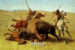 The Buffalo Hunt by Frederic Remington Vintage Western Art Print + Free Shipping