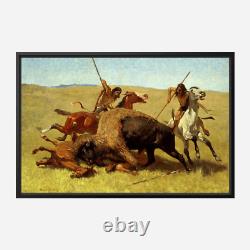 The Buffalo Hunt by Frederic Remington Vintage Western Art Print + Free Shipping