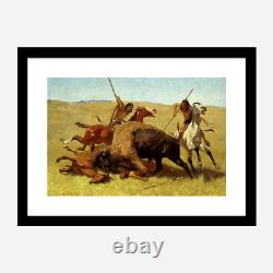 The Buffalo Hunt by Frederic Remington Vintage Western Art Print + Free Shipping