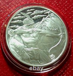 The Hunter Indian Buffalo Bison Round 1 Troy oz. 999 Fine Silver-withCapsule