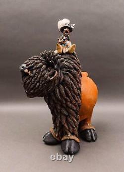 Todd Warner Signed Rare 1993 Bison Or Buffalo Medicine Man Large Sculpture