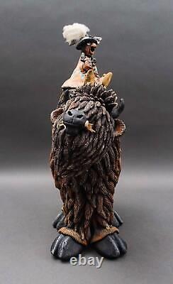 Todd Warner Signed Rare 1993 Bison Or Buffalo Medicine Man Large Sculpture