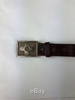 Tom Taylor American Bison Belt New Mexico Flag Sterling Siler Buckle Size 36