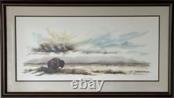 Two Sentinels, North Dakota Artist, Burt Calkins, 1989, Signed, & Framed