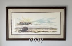 Two Sentinels, North Dakota Artist, Burt Calkins, 1989, Signed, & Framed