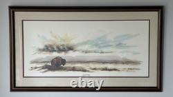 Two Sentinels, North Dakota Artist, Burt Calkins, 1989, Signed, & Framed