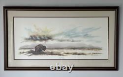 Two Sentinels, North Dakota Artist, Burt Calkins, 1989, Signed, & Framed