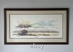 Two Sentinels, North Dakota Artist, Burt Calkins, 1989, Signed, & Framed