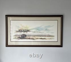 Two Sentinels, North Dakota Artist, Burt Calkins, 1989, Signed, & Framed