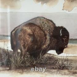Two Sentinels, North Dakota Artist, Burt Calkins, 1989, Signed, & Framed
