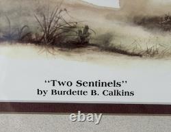 Two Sentinels, North Dakota Artist, Burt Calkins, 1989, Signed, & Framed