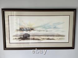 Two Sentinels, North Dakota Artist, Burt Calkins, 1989, Signed, & Framed