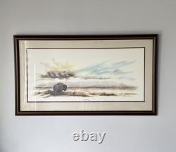 Two Sentinels, North Dakota Artist, Burt Calkins, 1989, Signed, & Framed