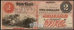 UNC 1800s $2 DOLLAR DETROIT MICHIGAN BANK NOTE LARGE PAPER MONEY INDIAN BISON