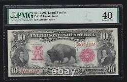 US 1901 $10 Bison Legal Tender FR 115 PMG 40 XF (382)