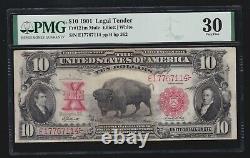 US 1901 $10 Bison Legal Tender FR 121m PMG 30 VF (114)
