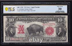 US 1901 $10 Bison Legal Tender Lyons/Treat FR 120 PMG 30 VF (577)