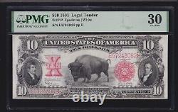 US 1901 $10 Bison Legal Tender Mule FR 122 PMG 30 VF (082)