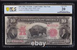 US 1901 $10 Bison Legal Tender STAR NOTE FR 121m PCGS 20 VF (963)