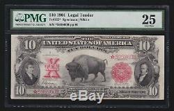US 1901 $10 Bison Legal Tender STAR NOTE FR 122 PMG 25 VF (960)
