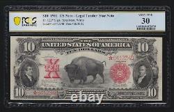 US 1901 $10 Bison Legal Tender STAR Note FR 122 PCGS 30 VF (234)