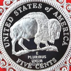 US 2005 Jefferson Nickel Solid 925 Sterling Silver Necklace NEW American Bison