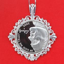 US 2005 Jefferson Nickel Solid 925 Sterling Silver Necklace NEW American Bison