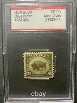 US Stamp #569 30 Cent Bison PSE Graded Slab- XF 90- MNH