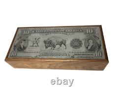Unique 1901 10 Dollar U S Note Bison Buffalo Bill Metal Engraved Note Wood Box