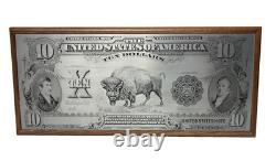 Unique 1901 10 Dollar U S Note Bison Buffalo Bill Metal Engraved Note Wood Box